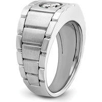 14K White Gold Polished and Satin Men's Ring Mounting - 10.6mm Top Width by Monteluci Fine Jewelry