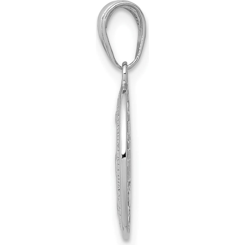 14K White Gold Polished and Satin Miraculous Medal Oval Pendant - 25mm by Oro Pregiato