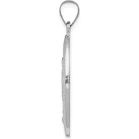 14K White Gold Polished and Satin Miraculous Medal Oval Pendant with Rhodium Plating - 34.5mm Total Length by Oro Pregiato