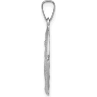 14K White Gold Polished and Satin Miraculous Medal Oval Pendant with Rhodium Plating by Oro Pregiato