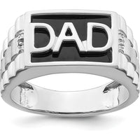 14K White Gold Polished & Satin Onyx & Diamond DAD Men's Ring - 2.26 Carat Onyx, 0.01 Carat Diamond Total by 0