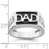 14K White Gold Polished & Satin Onyx & Diamond DAD Men's Ring - 2.26 Carat Onyx, 0.01 Carat Diamond Total by 0