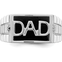 14K White Gold Polished & Satin Onyx & Diamond DAD Men's Ring - 2.26 Carat Onyx, 0.01 Carat Diamond Total by 0