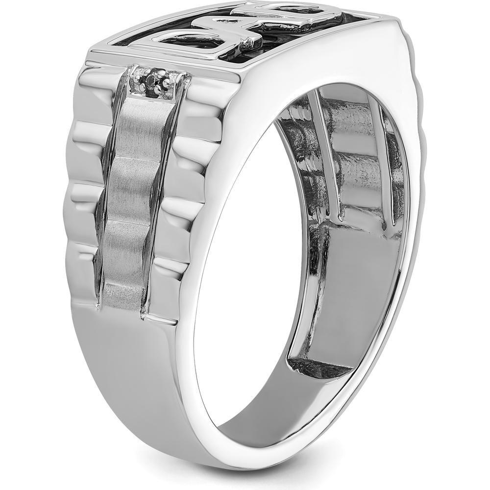 14K White Gold Polished & Satin Onyx & Diamond DAD Men's Ring - 2.26 Carat Onyx, 0.01 Carat Diamond Total by 0