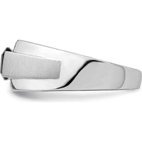 14K White Gold Polished & Satin Onyx and Diamond Men's Ring - 1.35 Carat Onyx, 0.05 Carat Diamonds by 0