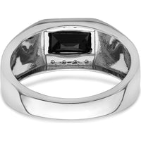 14K White Gold Polished & Satin Onyx and Diamond Men's Ring - 1.35 Carat Onyx, 0.05 Carat Diamonds by 0