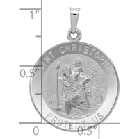 14K White Gold Polished and Satin Saint Christopher Pendant - 28.5mm by Oro Pregiato