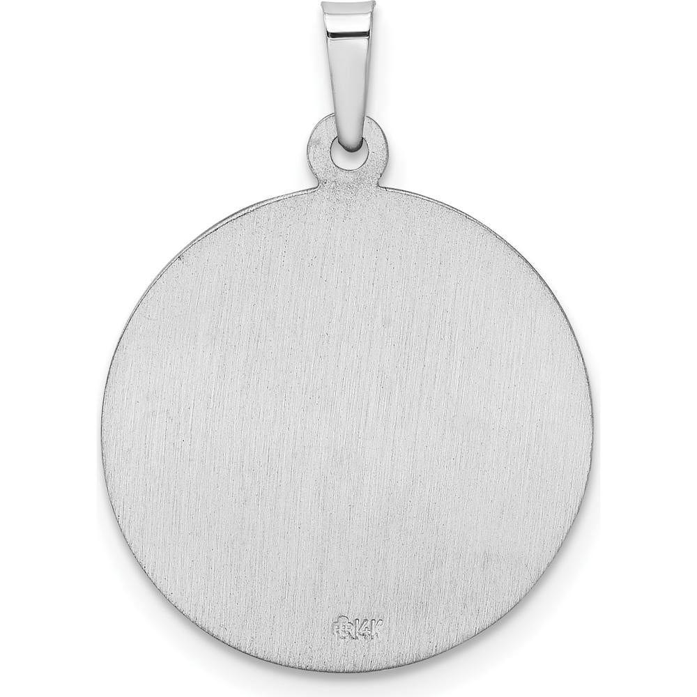 14K White Gold Polished and Satin Saint Christopher Pendant - 28.5mm by Oro Pregiato