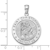 14K White Gold Polished and Satin Saint Christopher Pendant - 30mm Length by Oro Pregiato