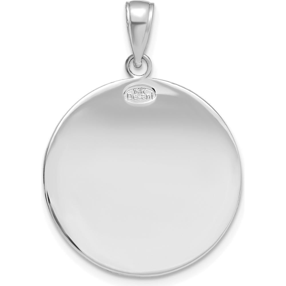 14K White Gold Polished and Satin Saint Christopher Pendant - 30mm Length by Oro Pregiato