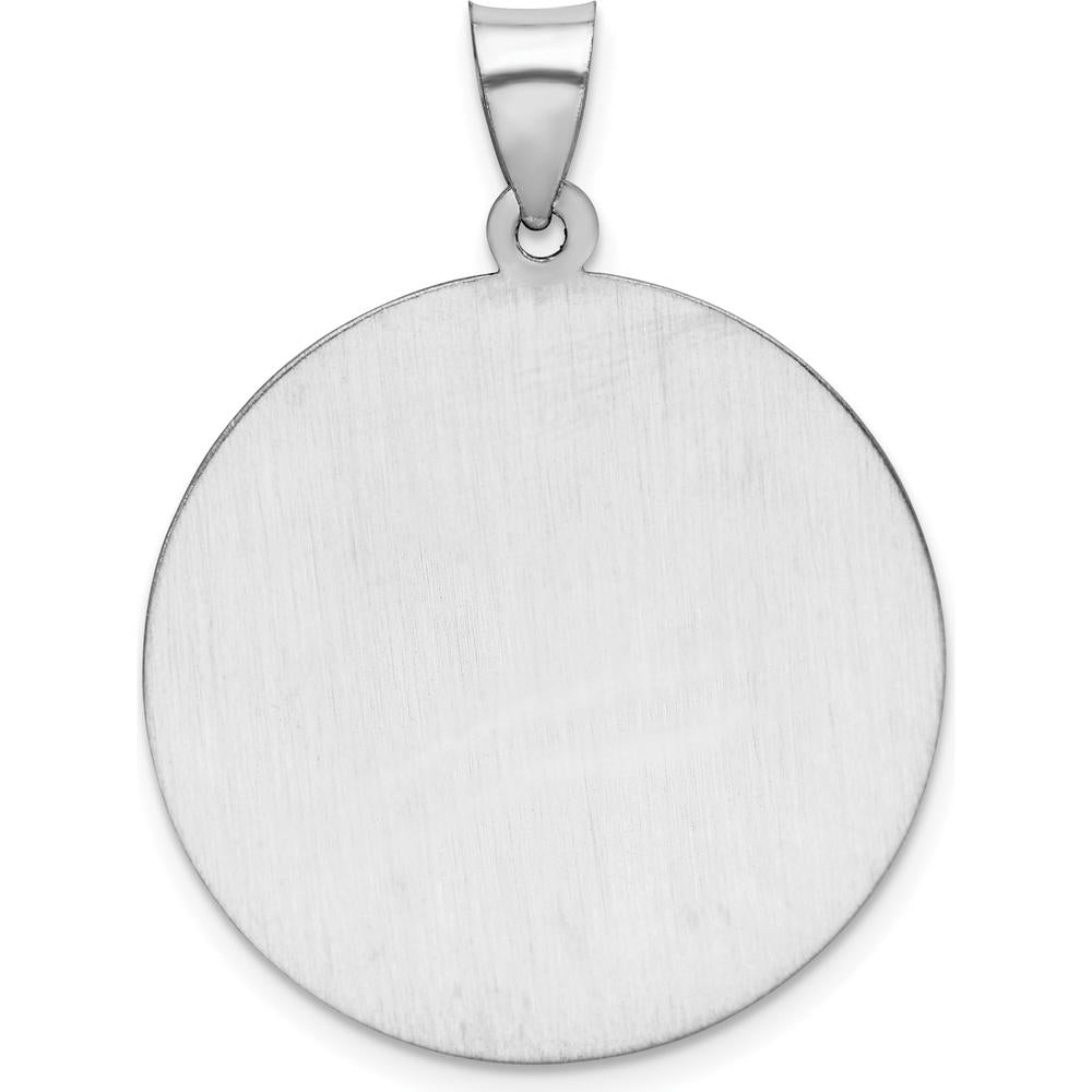 14K White Gold Polished and Satin Saint Christopher Pendant with Hollow Design - 29.5mm by Oro Pregiato