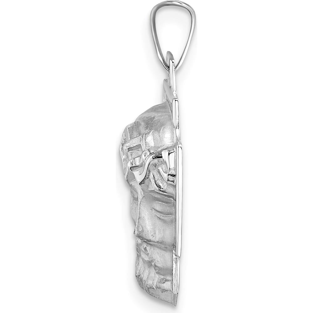 14K White Gold Polished and Satin Solid Jesus Head Pendant - Religious Faith Jewelry for Men and Women by Oro Pregiato