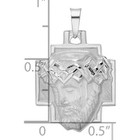 14K White Gold Polished and Satin Solid Jesus Head Pendant - Religious Faith Jewelry for Men and Women by Oro Pregiato