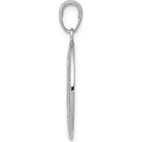 14K White Gold Polished and Satin Solid Miraculous Medal Oval Pendant - Rhodium Plated, 29mm by Oro Pregiato
