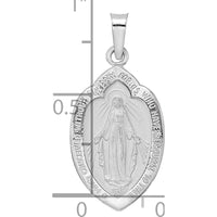 14K White Gold Polished and Satin Solid Miraculous Medal Pendant - 24.6mm Length by Oro Pregiato