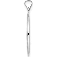 14K White Gold Polished and Satin Solid Miraculous Medal Round Pendant - Reversible Design by Oro Pregiato