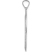 14K White Gold Polished and Satin Solid Saint Christopher Medal Oval Pendant with Rhodium Plating by Oro Pregiato