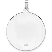 14K White Gold Polished and Satin Solid Saint Christopher Medal Pendant - 33.5mm Length by Oro Pregiato