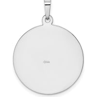 14K White Gold Polished and Satin Solid Saint Jude Thaddeus Medal Round Pendant by 0