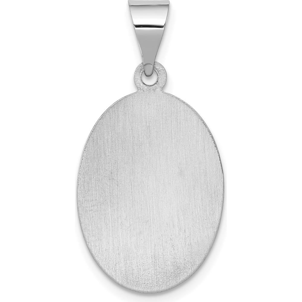 14K White Gold Polished and Satin St. Anthony Medal Oval Pendant by Oro Pregiato