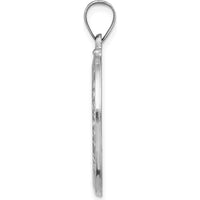 14K White Gold Polished and Satin St. Christopher Medal Oval Pendant - 33.5mm Length by Oro Pregiato
