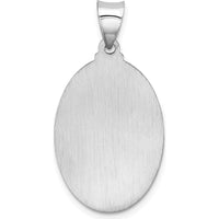 14K White Gold Polished and Satin St. Christopher Medal Oval Pendant - 33.5mm Length by Oro Pregiato