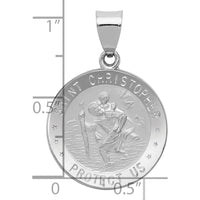 14K White Gold Polished and Satin St. Christopher Medal Pendant - 29mm by Oro Pregiato