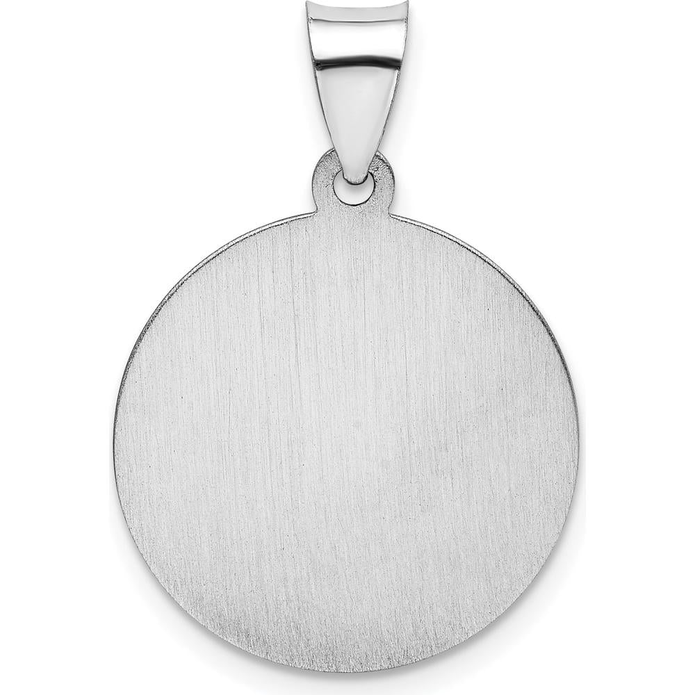 14K White Gold Polished and Satin St. Christopher Medal Pendant - 29mm by Oro Pregiato