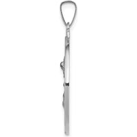 14K White Gold Polished and Satin St. Michael Round Medal Pendant - 30mm Length, 22mm Width by Oro Pregiato