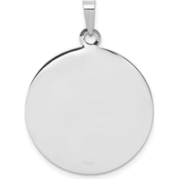 14K White Gold Polished and Satin St. Michael Round Medal Pendant - 30mm Length, 22mm Width by Oro Pregiato