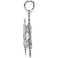 14K White Gold Polished and Textured 2-Level Snowflake Pendant by Oro Pregiato