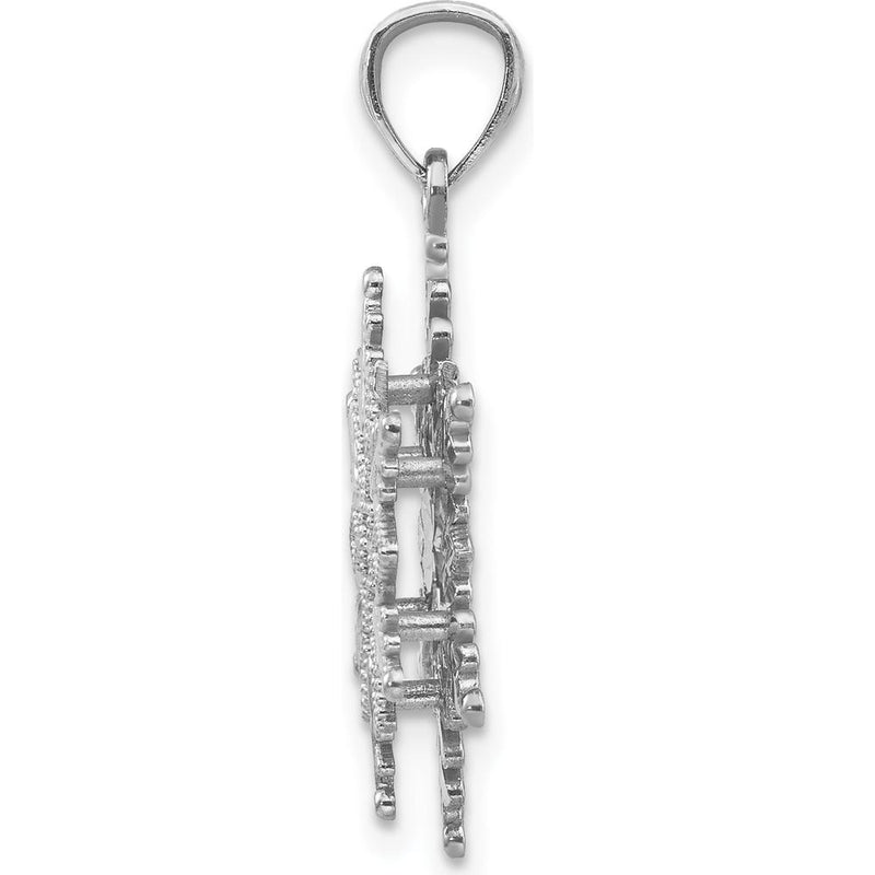 14K White Gold Polished and Textured 2-Level Snowflake Pendant by Oro Pregiato