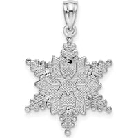 14K White Gold Polished and Textured 2-Level Snowflake Pendant by Oro Pregiato