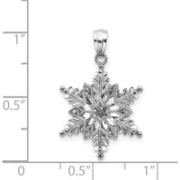 14K White Gold Polished and Textured 2-Level Snowflake Pendant by Oro Pregiato