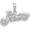 14K White Gold Polished and Textured 3D Motorcycle Pendant by Oro Pregiato