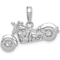 14K White Gold Polished and Textured 3D Motorcycle Pendant by Oro Pregiato