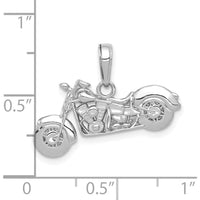14K White Gold Polished and Textured 3D Motorcycle Pendant by Oro Pregiato