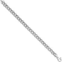 14K White Gold Polished and Textured 8mm Curb Link Bracelet - 7.75" Length by Oro Pregiato