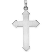 14K White Gold Polished and Textured Cross Pendant with Rhodium Plating by Oro Pregiato