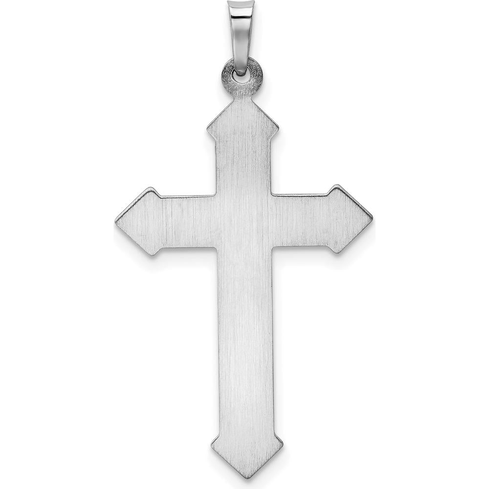 14K White Gold Polished and Textured Cross Pendant with Rhodium Plating by Oro Pregiato
