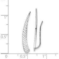 14K White Gold Polished and Textured Ear Climbers with Rhodium Plating - Elegant Threader Earrings by 0