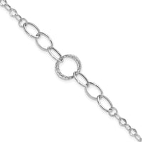 14K White Gold Polished and Textured Fancy Link Bracelet - 8" Length by 0