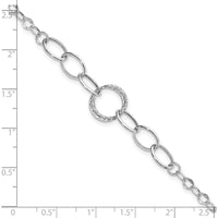 14K White Gold Polished and Textured Fancy Link Bracelet - 8" Length by 0