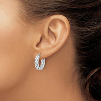 14K White Gold Polished and Textured Large Hoop Earrings by 0