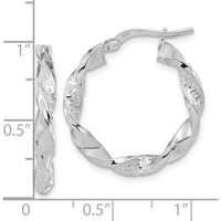 14K White Gold Polished and Textured Twisted Hoop Earrings by 0