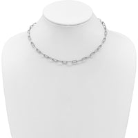 14K White Gold Polished and Twisted 1.44 Carat Diamond Paperclip Link 18" Necklace by Oro Pregiato
