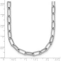 14K White Gold Polished and Twisted 1.44 Carat Diamond Paperclip Link 18" Necklace by Oro Pregiato