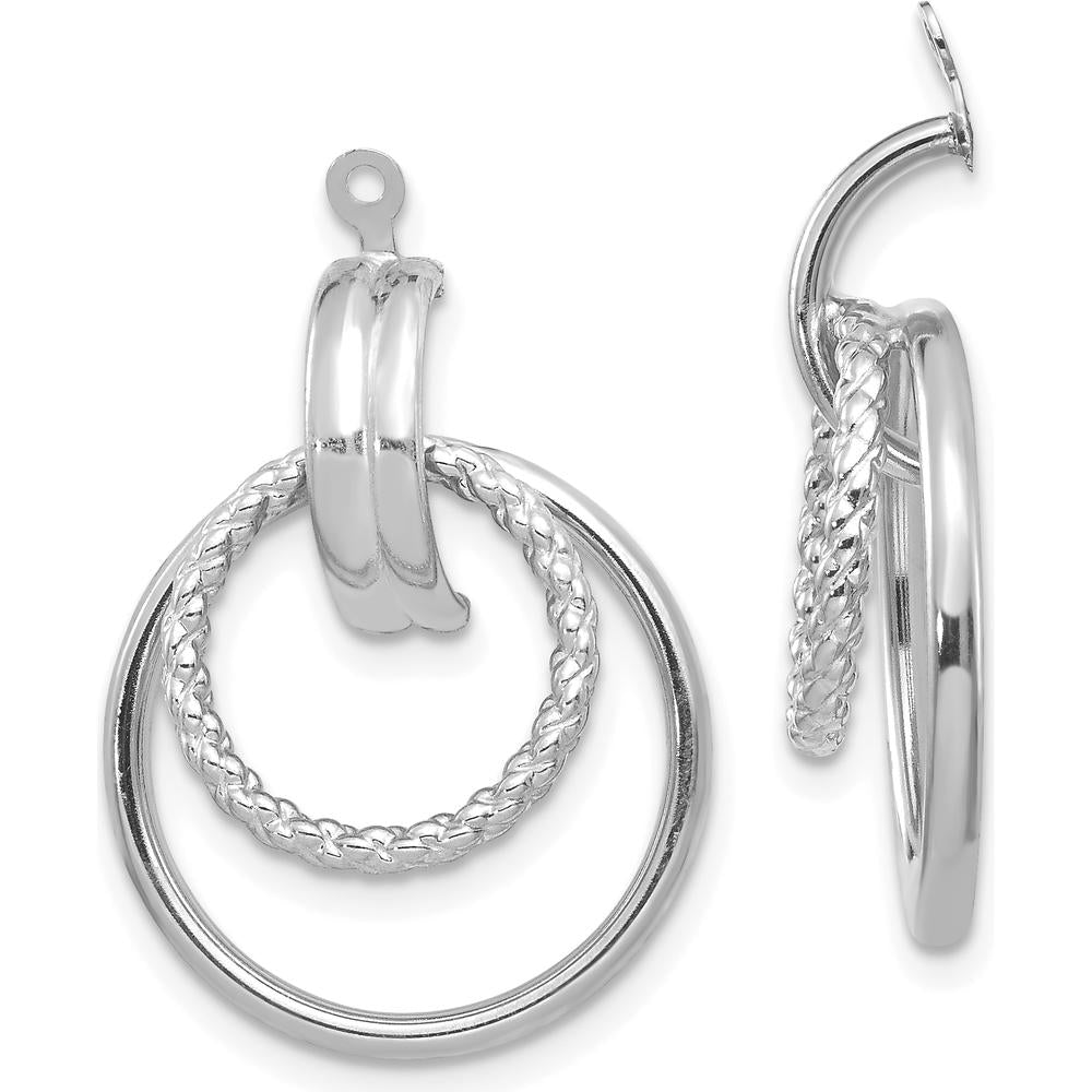 14K White Gold Polished & Twisted Fancy Earring Jackets - Rhodium Plated Silver Tone by 0