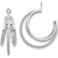 14K White Gold Polished & Twisted Triple Hoop Earring Jackets - Rhodium Plated by 0