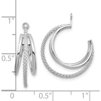 14K White Gold Polished & Twisted Triple Hoop Earring Jackets - Rhodium Plated by 0